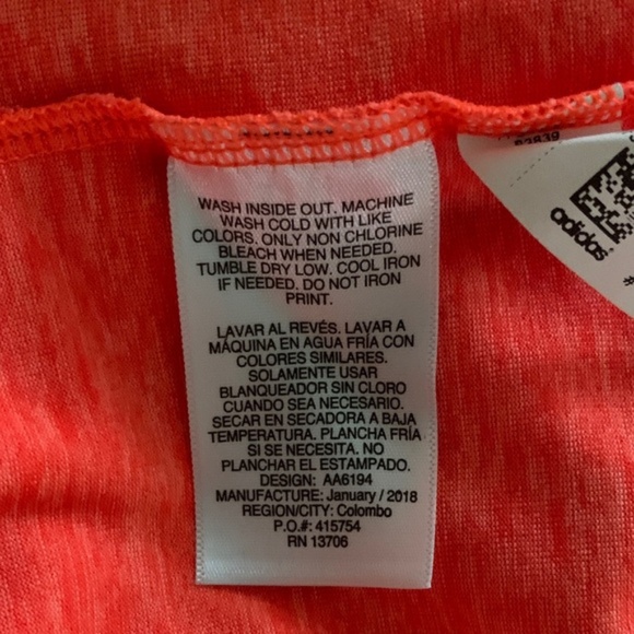 T-Shirt Short Sleeve Boys Adidas Orange Size Large 14-16 - Picture 3 of 6